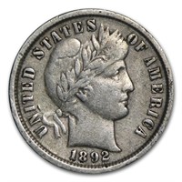 1892 XF Grade Better Date Barber Dime