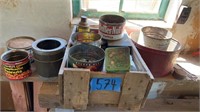 Bunch of old tins and miscellaneous