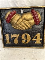 VINTAGE CAST-IRON FIREMANS WALL PLAQUE 9 X 9