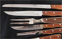 13 vintage Maxam steel knives wooden handles