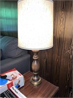 Mid Century Wood Table Lamp w/ Shade