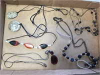6 necklaces stones and beads