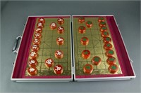 Chinese Agate Chess Set with Metal Case