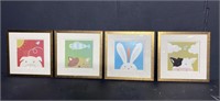 Set of 4 Framed prints. Children decor