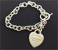 Marked Tiffany & Co 925 silver bracelet, tag and