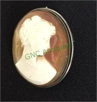 Carved cameo set in 800/1000 Sterling silver,