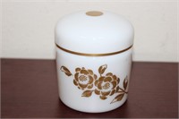 A Milk Glass Powder Jar with Lid