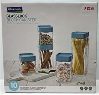Glasslock Block Canister Set, 10 Pieces, New