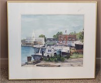 Framed Elaine Dowler Port Stanley Harbour