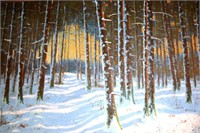 Artist unknown, winter landscape through