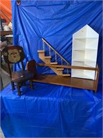 Miscellaneous shelving and ethnic chair