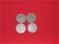 4 Indian Head Cents, post 1859