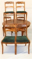 Round Walnut Table w/ 6 Chairs ,