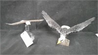 2 PIECE WOODEN EAGLE STATUES