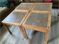Set of 4 Tile & Wood Coffee/Side Tables