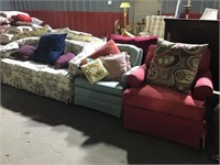 Sofa 72 Inch, 2 Side Arm Chairs, Throw Pillows