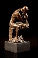 1981 Bronze "The Thinker" Sculpture; Signed