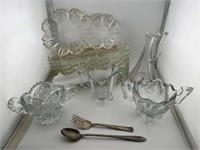 Vintage glass lunch serving set