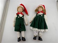 Set of two porcelain faced Christmas dolls
