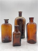 Vintage/Antique Lot of 4 Medicine/Lysol Bottles