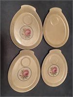 4 RS Germany snack plates: 3 with rose 1 plain