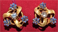18kt Earrings w/ 1/2ct & 21 ceylon Sapphire