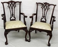2 Mahg. Arm Chippendale Chairs by