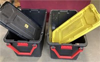 Two Heavy Duty Tubs With Lids, Wheels, Handles