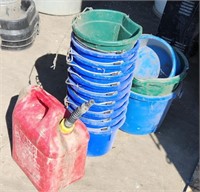 Feed buckets, heated water, gas container
