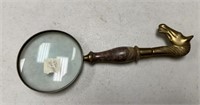 Brass and Alabaster Horse Head Magnify Glass