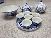 Blue and White Miniature Tea Set, Tea Light &