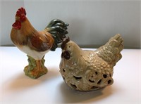 Terracotta Rooster & Chicken set of 2 11" Tall