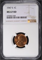 1947-S LINCOLN CENT NGC MS67 RD