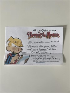 Dennis the Menace Hank Ketcham signed note