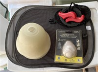 Lot of misc items-4 light covers, massage shower