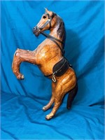 Vintage Leather Wrapped Horse Rearing Horse