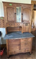 Oak kitchen Hoosier style cabinet w/Zink top