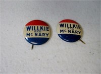 2 Wilkie & McNary Campaign Pins