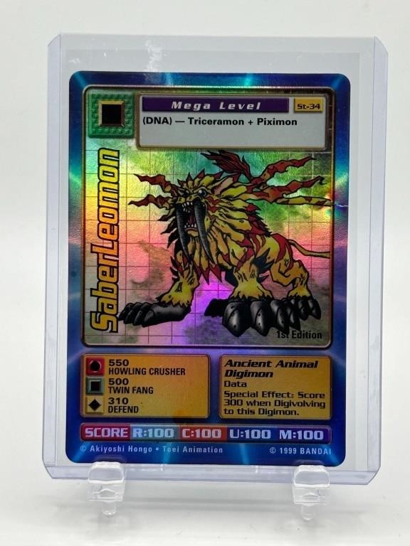 1999 SaberLeomon 1st Edition Digimon Card