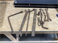 Antique wrench’s, pliers, tire irons, weight and