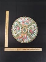 Hand Painted Oriental Story Plate w 2 chips