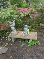 Pair Of Angels And Yard Bench