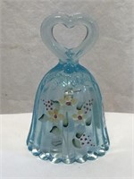 Fenton "White Floral" Ice Blue Art Glass Bell