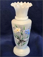 Bristol Glass "Blue&White Floral" Moon Glass Vase