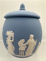 Wedgwood blue jasperware biscuit jar