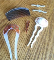 ANTIQUE AND VINTAGE HAIR COMBS AND BARRETT