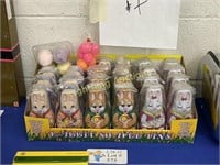 22 DIFFERENT COLORED TIN EASTER BOXES AND MORE