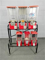 Vtg Six Unit Gumball Machines On Stand Needs Tlc