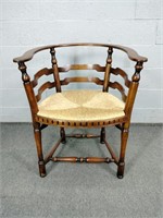 Walnut Barrel Back Chair W/ Rush Bottom