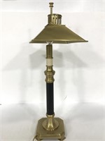 Vintage brass tile lamp w/ adjustable shade